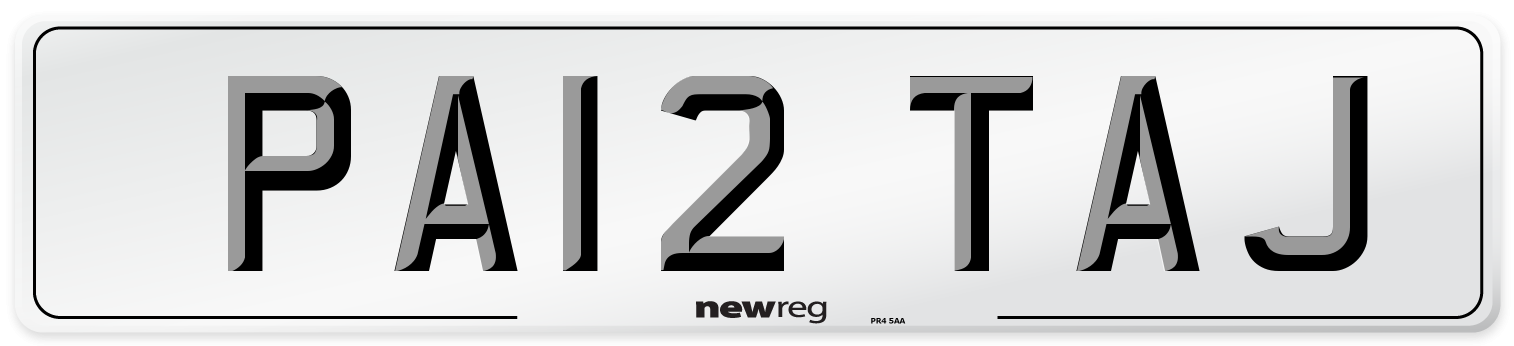PA12 TAJ Number Plate from New Reg
